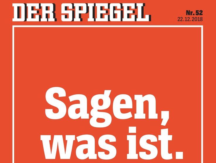 Portada de 'Der Spiegel' donde se explica el fraude. En portada aparece la frase "di lo que es", del fundador del semanario.